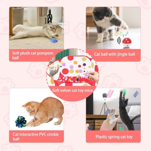 Cat Ball Pit for Cats, 226 Pcs Interactive Cat Toys for Indoor Kittens, Red