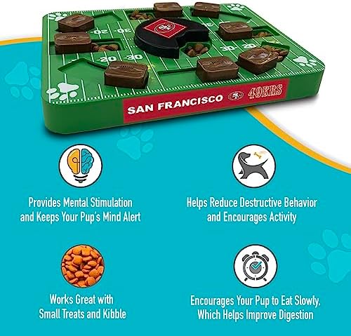 Pets First NFL SAN Francisco 49ERS Puzzle, Interactive Dog Treat Puzzle Toy