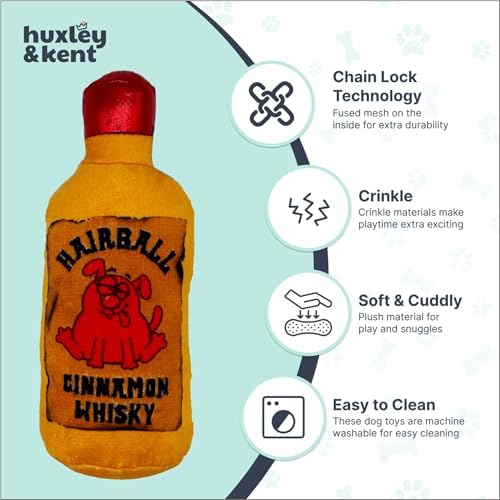 Huxley & Kent Tiny Tuff Plush Dog Toy, Hairball Cinnamon Whisky