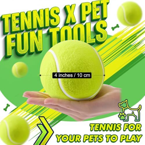 Sratte 6 Pcs Large Tennis Ball Dogs, Fluorescent Green, 4 Inch