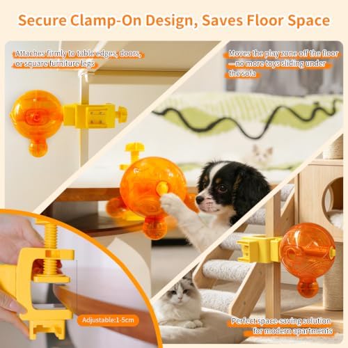 Dog Puzzle Toy, 3-Chamber Clamp-On Treat Dispenser