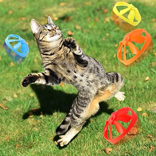 Sumind 18 Pcs Cat Fetch Toys Interactive Cat Propeller Toy, Cat, Blue