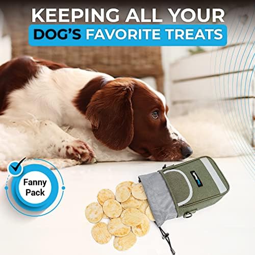 Dog Training Treat Pouch – Treat Bag for Dog Training with Built-in Poop Bag Holder – Waist Dog Training Pouch with Reflective Strips – Waterproof Fanny Pack for Dog Training