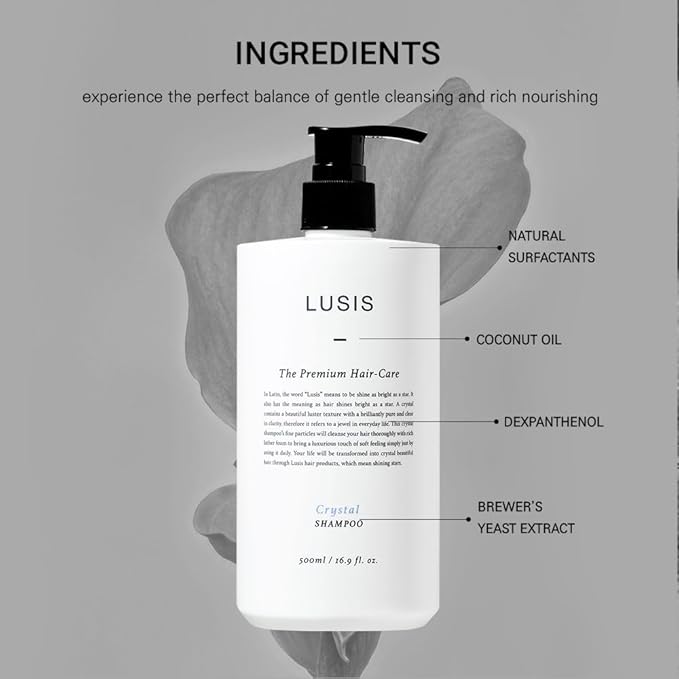 LUSIS, Crystal Shampoo, Hair Clinic, Scalp Care, Korea-approved shampoo for hair loss care, EWG green grade ingredients,500ml (K-Beauty Shampoo)