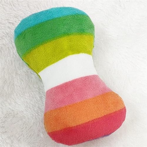 Jinshining 2 Pcs Colourful Dog Plush Vocal Toy Rainbow Dog Bone-Shape Chewing Toy Pet Supplies for Pet Playing Use Adorable Quality and Practical Attractive and Professional Dogs Chew Toys，Dogs Toys