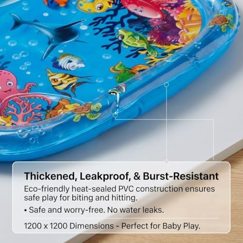 Cat Water Mat with Fish- Thickened Cat Sensory Water Play Mat Toy, Indoor Pet Water Bed Play Mat-Round