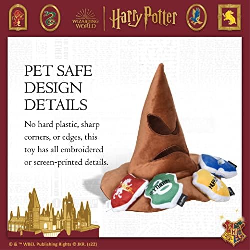 Harry Potter Sorting Hat Plush Burrow Dog Toy with Crinkle, 10 Inch