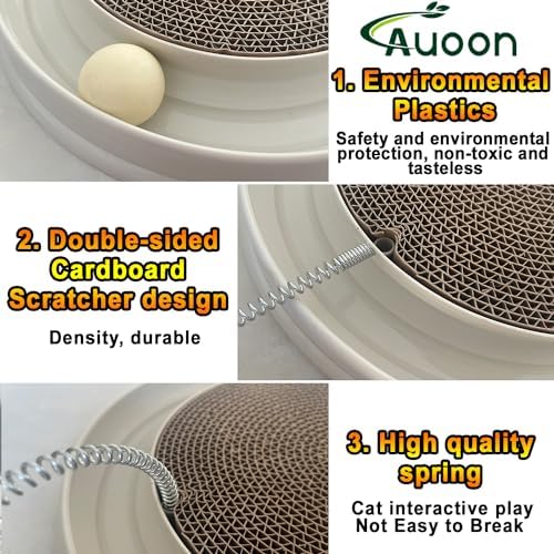 AUOON Cat Scratcher Toy with Ball Track for Indoor Cats Kittens, Milk Shake