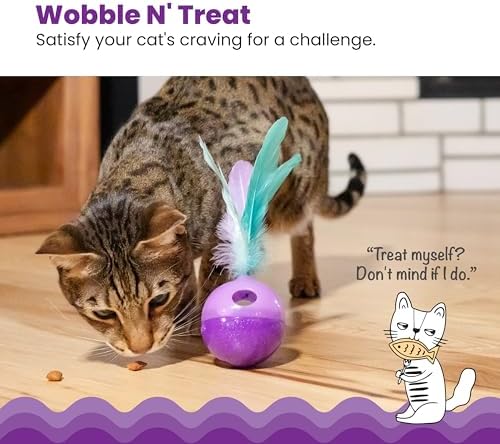 Catstages Feather Treat Stuffer Cat Toy – Interactive Cat Toy with Catnip for Treat Dispensing & Mental Stimulation, Purple