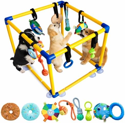 Puppy Play Gym Toys for Puppies - 8 Interactive Teething Dog Toys
