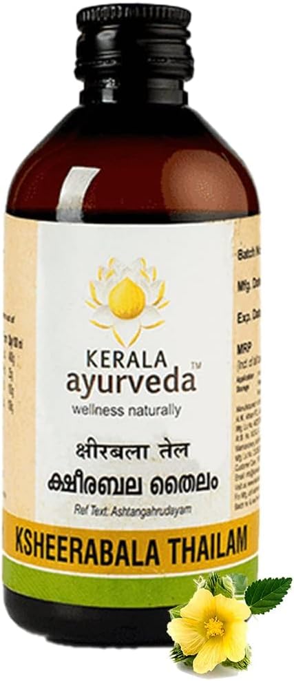 KeralaAyurved Ksheerabala Thailam | Foot Massage Oil with Bala & Cow’s Milk in Sesame Oil | Relaxation, Destress | Herbal | A Soothing Blend to Support a Relaxing Experience (6.76 Fl Oz)