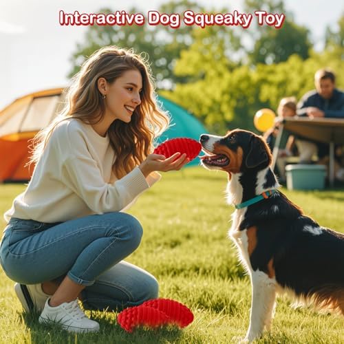 Squeaky Dog Chew Toy, Durable Rubber Fetch Toy for Medium Large Dogs