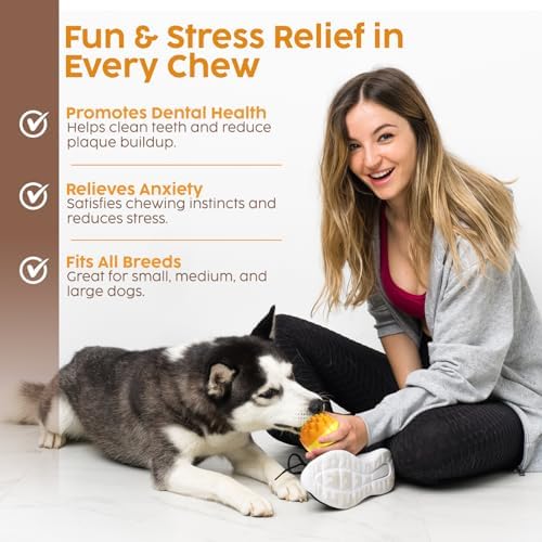 Dog Toy Bundle for Aggressive Chewers – Durable Chew Ball & Treat Dispenser – Tough Dog Toys for Large Dogs, Heavy Chewers – Non-Toxic Rubber, Interactive, Teeth Cleaning, Indoor/Outdoor Play