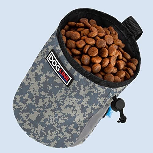 Dogline Dog Treat Pouch: Puppy Training Bag, Pet Kibbles and Snacks Holder, Litter Waste Bags Dispenser with Adjustable Drawstring Closure, Large Capacity with Mesh Pocket, Strong Nylon Material