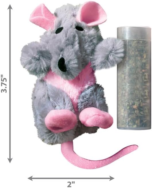 KONG Refillables Catnip Toys, Assorted 2-Pack – Plush Cat Toys with Refillable Catnip Pouch & Premium North American Catnip (Rat 2 Pack)