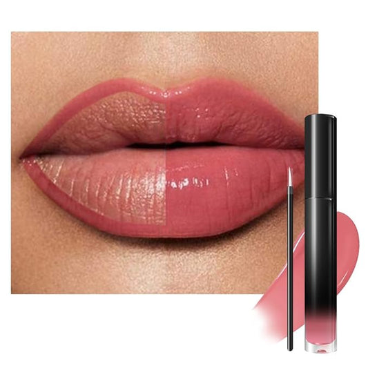 evpct Light Pink Shiny Glossy Longwear No-Budge Liquid Lip Color Lipstick Makeup, Highly Pigmented Color Instant Shine, Waterproof Long Lasting Lipstick for Women, Lip Stain Gloss with Lip Liner Brush