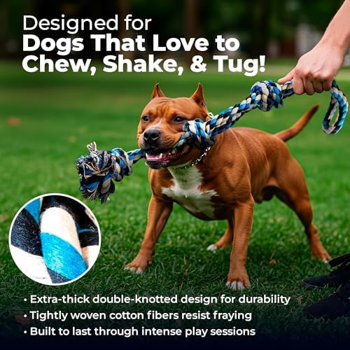 Pacific Pups Products 2 Pack Blue - XL Dog Rope Toy for Aggressive Chewers - Benefits Non-Profit Dog Rescue - Tug of War Dog Toy, Dog Toys for Large Dogs, Tough Dog Toys for Aggressive Chewers