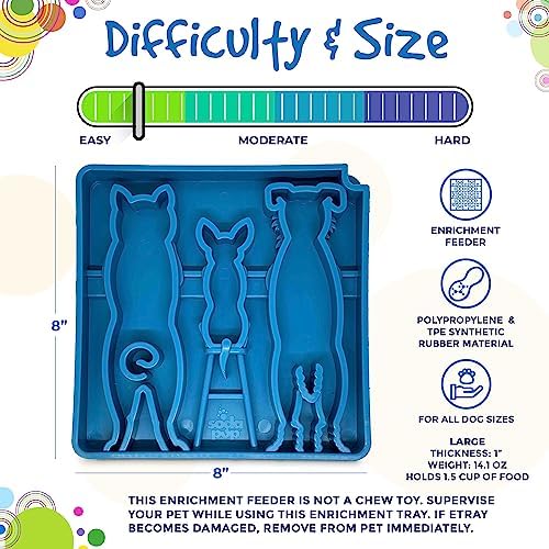 SodaPup Waiting Dogs eTray – Durable Enrichment Feeder Made in USA from Non-Toxic, Pet-Safe, Food Safe Material for Mental Stimulation, Calming, Slowing Down Eating, Healthy Digestion, & More