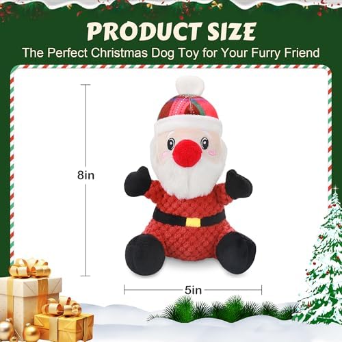 Newget Christmas Squeaky Dog Toys, Plush Dog Chew Toys with Crinkle Paper