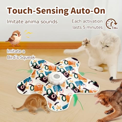 Interactive Touch Activated Hide and Seek Cat Toys for Indoor Cats, White