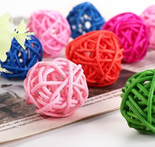 10 Pcs Colorful Parrot Rattan Ball Toy, Parrot Toy Ball Bird Training Toy Interactive Bird Ball Toy Rattan Parrot Toy Bird Supplies