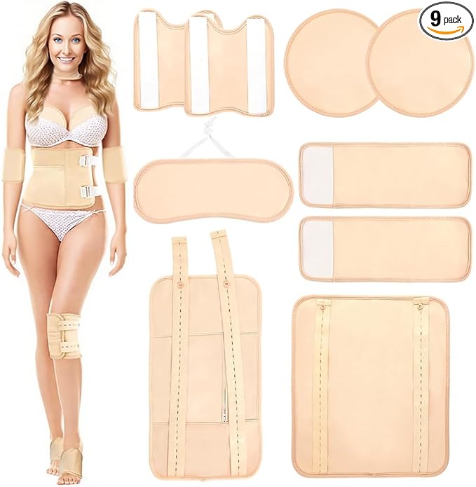 Castor Oil Pack Wrap, 9 Pcs Reusable Castor Oil Pack Kit Organic Cotton for Neck Waist Back Chest Eyes Knees and Feet,Adjustable Compress Pads for Entire Body