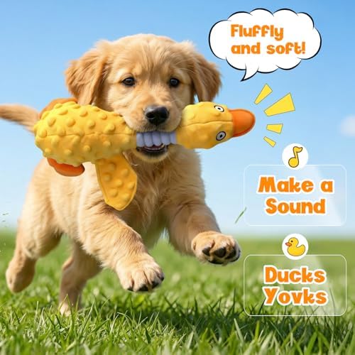 Duck Dog Squeak Toy for Aggressive Chewers, 2026 New Yellow Duck Dog Squeak Toys, Indestructible Toy with Built-in Squeaker for Boredom Relief, Large, Medium,Small Breed to Keep Them Busy