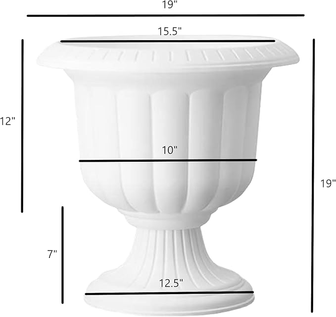 Root & Vessel Classic Urn, White, 19-Inch
