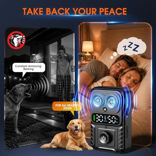 Automatic Bark Control Box, Smart Dog Bark Deterrent Device, Anti Barking Device for Dogs Stop Neighbor’s Dog Barking, Owl Design Bark Silencer with 2X Emitters 50FT, Waterproof for Indoor Outdoor