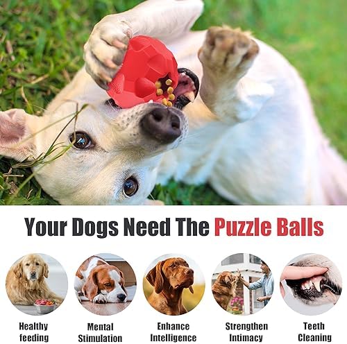 Rubber Treat Dispensing Dog Toys for Aggressive Chewers Large Breed | Dog Treat Ball for Dogs, Balls for Dogs, Interactive Dogs Toys for Boredom to Keep Them Busy, Treat Toy Ball