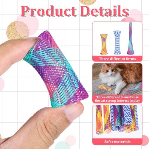 10PCS Kitten Colorful Fun Tubes, Cat Tube Spring Toy Interactive Cat Toys, Indoor Interactive Cats Tube, Spring Tubes Toy for Indoor Cats to Chase, Bite, and Pounce