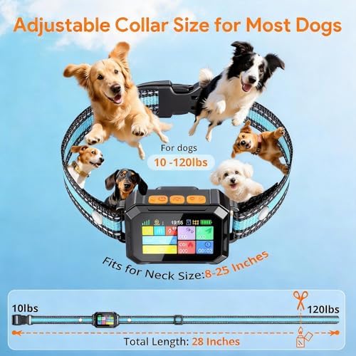 Meowant GPS Wireless Dog Fence & Dog Training Collar with Remote & Free APP, 82-7000ft Adjustable Range Electric Fence, 3 Training Modes, Waterproof LCD Collar for Dogs 10 Lbs+ Outdoor,Blue