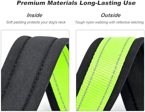 Reflective Dog Collar for Large Dogs Wide Padding 6 Holes Adjusta