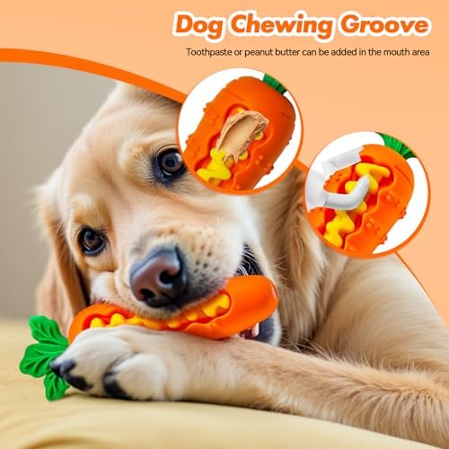 Durable Carrot Dog Toy, Silicone Treat Dispensing Chew Toy