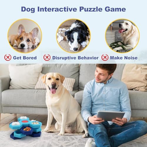 Dog Puzzle Toys 4 Levels, Dog Interactive Turntable Toy for IQ Training and Entertainment, Mentally Stimulating Toys Boredom and Smart Dogs, As Gifts for Dogs Cats