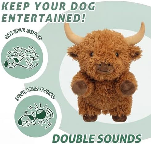 Thenshop Squeaky Dog Toys, Highland Cow Dog Toys for Small Medium Chew Stuffed Push Toy Puppy Fetch Teething Chewing Interactive to Keep Them Busy Highland Cow Birthday Gifts