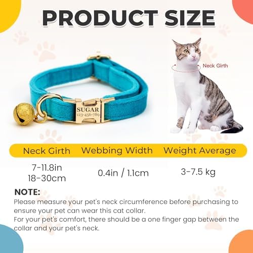Personalized Cat Collar Custom Engraved with Name - Adjustable Cat Collar & Leash Set with Phone Number, Custom Cat Collar Chain, Unique Gift for Your Cat