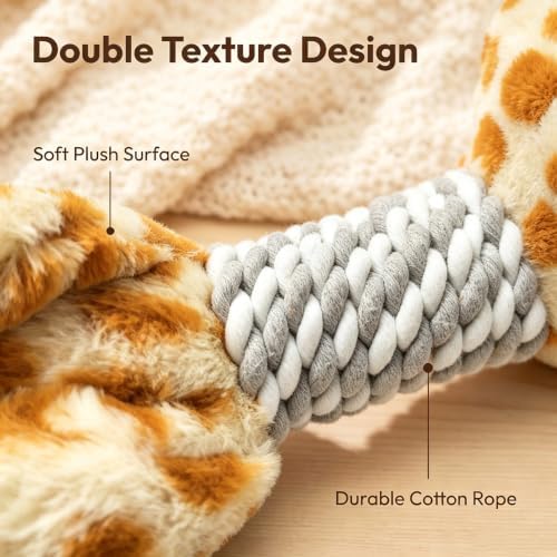 Indestructible Giraffe Plush Squeaky Dog Toy for Aggressive Chewers