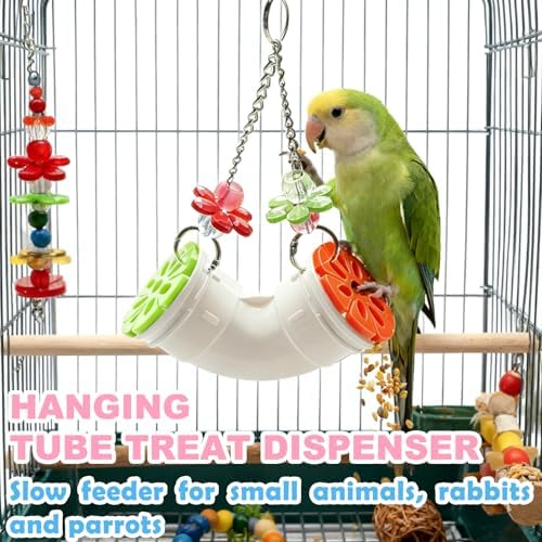 Rat Enrichment Toys, Hanging Tube Mice Treat Dispenser, Slow Feeder