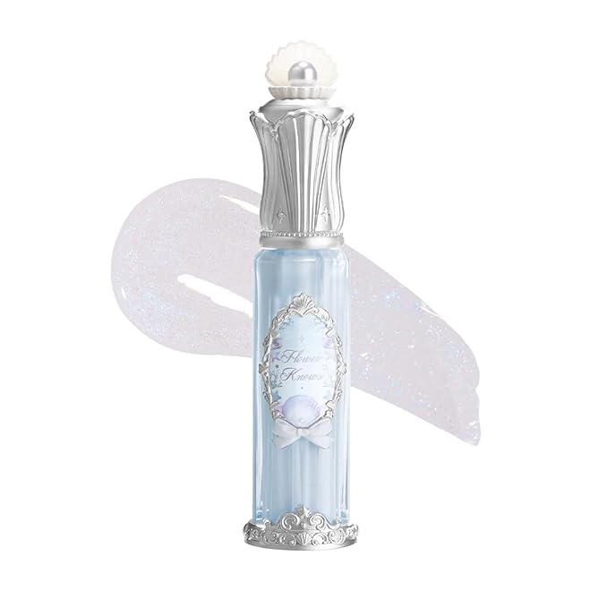 Flower Knows Shell's Jewel Nourishing Lip Glaze,Hydrating Clear Lip Gloss with Hyaluronic,Shimmer Moisturizing Plumping Oil,Non-Sticky Formula,0.16 fl.oz(P06 Lunar Jelly)