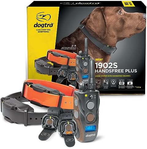 Dogtra 1902S HANDSFREE Plus Boost and Lock, Remote Dog Training E-Collar, HANDSFREE Square, 3/4-Mile Range, Rechargeable, Waterproof, High-Output, 2 Dog System, eCollar for Medium, Large Dogs