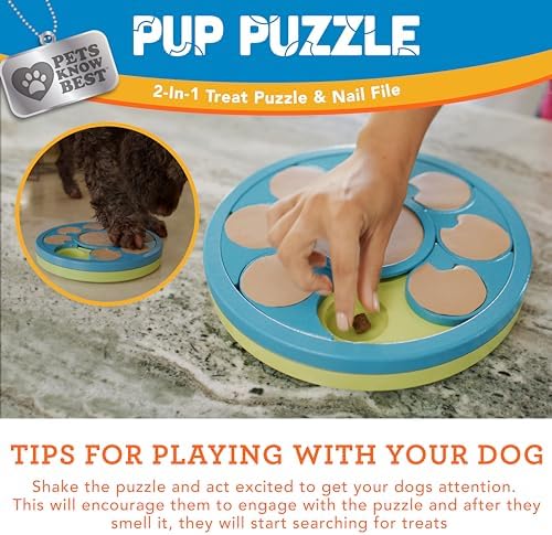 Pup Puzzle Interactive Dog Nail File Treat Dispensing Toy, Mentally Stimulating Nail Trimmer, Paw Care and Play Toy | Difficulty Level; Easy
