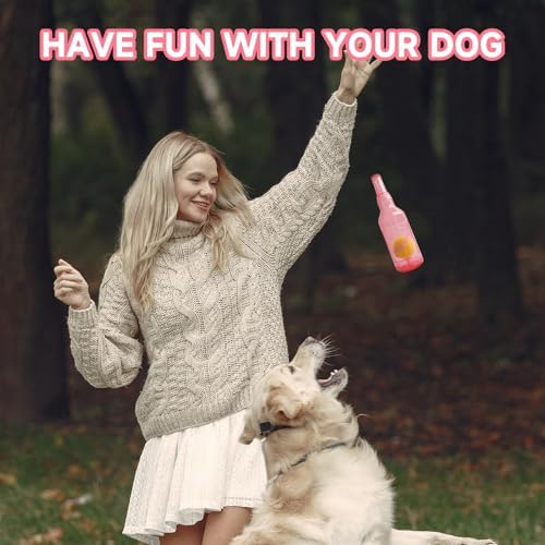 Water Bottle Dog Toy,Dog Toys for Aggressive Chewers,Water Bottle with Tennis Ball,Suitable for Small and Medium Pets to Exercise Outdoors(Red)