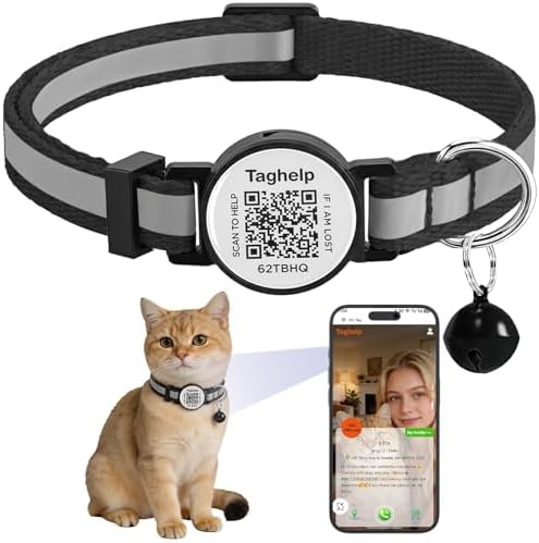Reflective Kitten Collars with Bell,Cat Collar Breakaway with QR Code Name Tag, Cat ID Tag Personalized, Ultra-Durable, Adjustable, Quick Release, Fits Most Girl Boy Small Large Cats (Black)