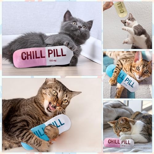 CUweipeng Funny Chill Pill Dog Plush Toy Cat Interactive Squeaky Pet Toy
