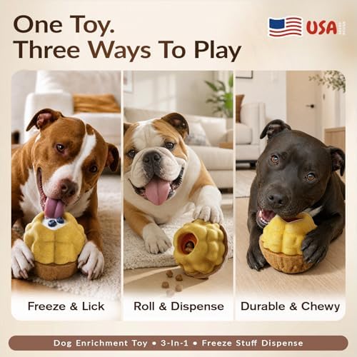 KADTC L, 3 in 1, Freeze Dog Treat Ball, Kibble Dispenser & Chew & Lick Toy