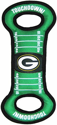NFL Football Field DOG TOY with Squeaker. - GREEN BAY PACKERS - For Tug, Toss, and Fetch. - Tough & Durable PET TOY