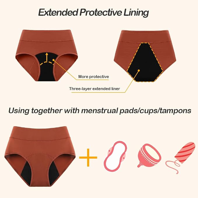 Period Underwear for Women 3 Layers Breathable Menstrual Period Panties