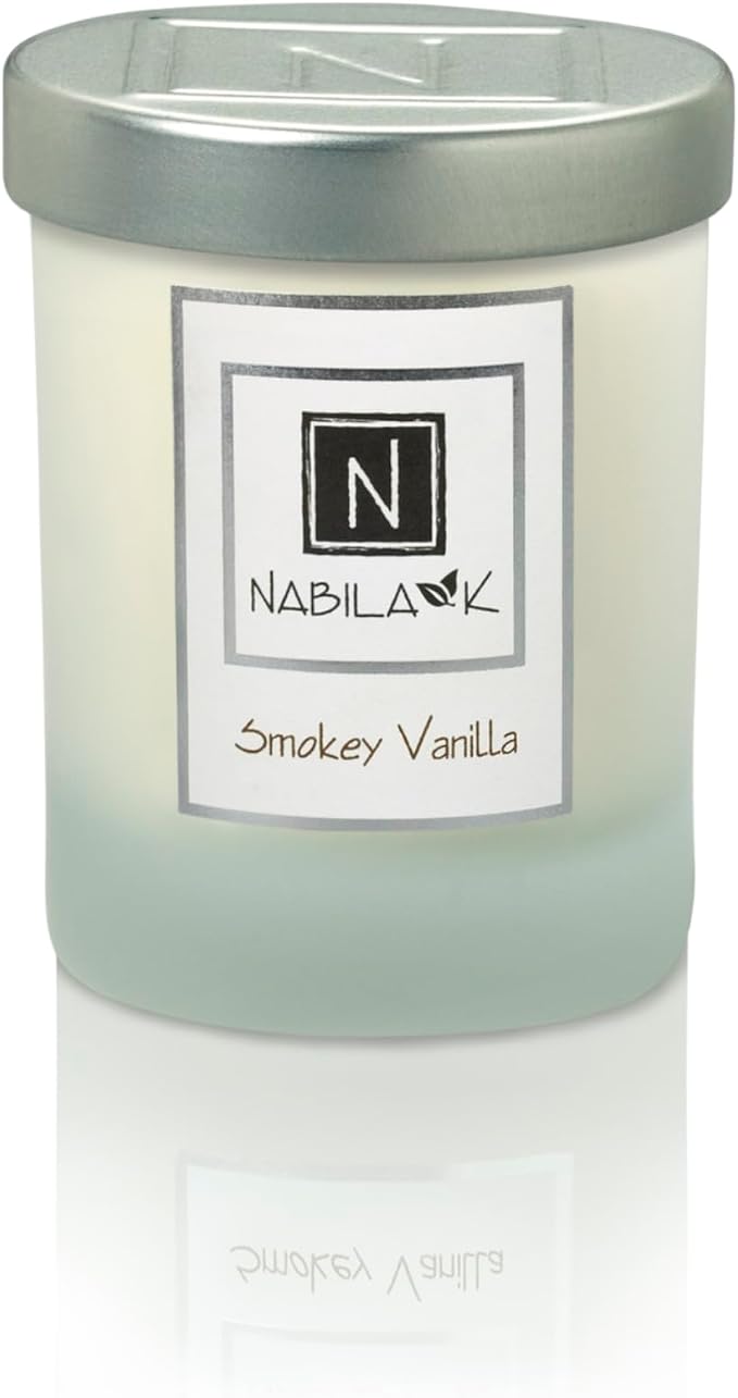 Nabila K – Smokey Vanilla - Soy-Based Candle – Anise, Nutmeg, Spicy Clove, Ginger, Sweet Vanilla, Amber - Hand-Poured - Cotton Wick - Aromatherapy Candle w/Essential Oils - Made in USA - 3 oz