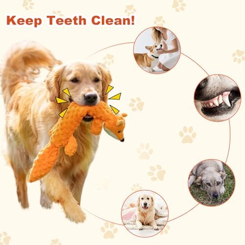 3Pack Squeaky Dog Toys, No Stuffing Plush Dog Toys to Keep Them Busy, Crinkle Chew Toy for Large Medium Small Dogs, Interactive Stuffless Bundle Puppy Teething Toys